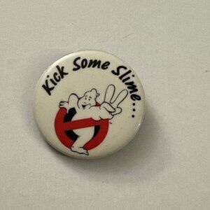 Vintage Kick Some Slime Ghostbusters Movie Button Pin AV5H